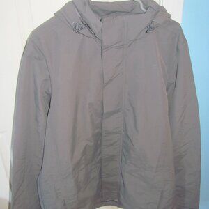 Lands' End Gray Oeko Tex Full Zip Up Nylon Jacket with Hood. RN #62830. NEW
